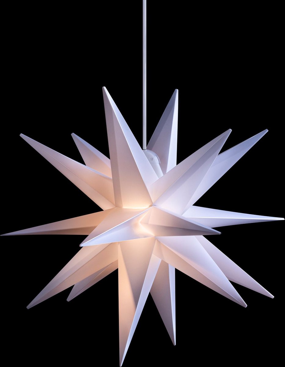 Sterntaler decoratieve ster | Kerstster kunststof | 18-punts vouwster | 25cm | Binnen en buiten | LED | accu